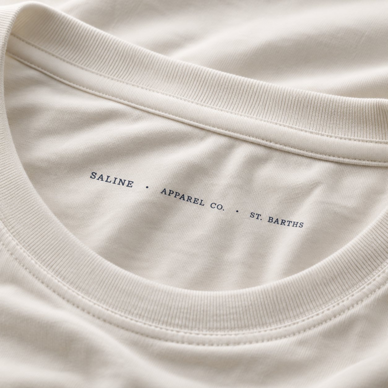 Interior neck print reading SALINE Apparel Co. St. Barths
